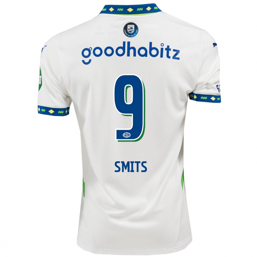 Hombre Fútbol Camiseta Joëlle Smits #9 Blanco Azul Oscuro Equipación Tercera 2024/25 Argentina