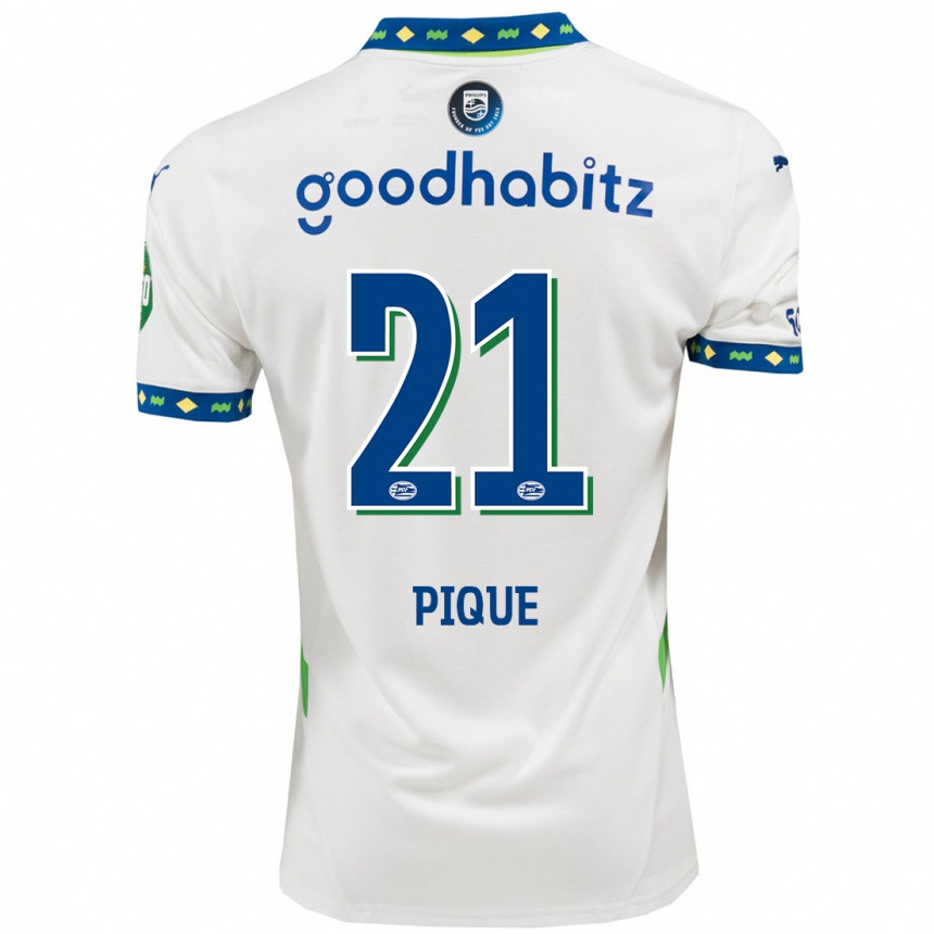 Hombre Fútbol Camiseta Naomi Piqué #21 Blanco Azul Oscuro Equipación Tercera 2024/25 Argentina