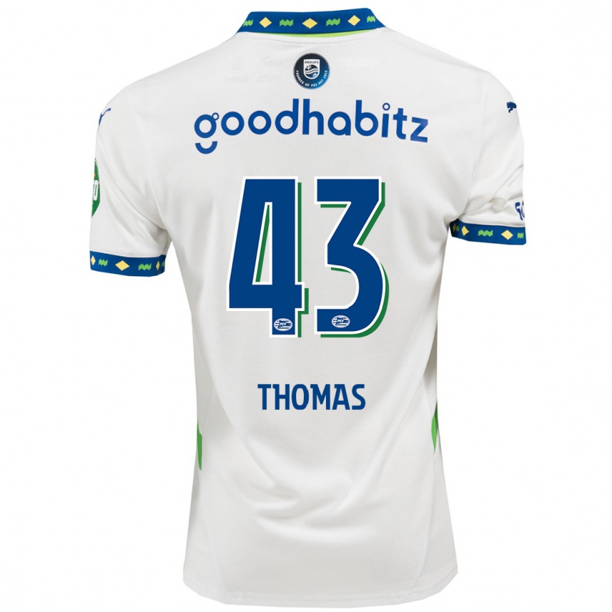 Hombre Fútbol Camiseta Kealyn Thomas #43 Blanco Azul Oscuro Equipación Tercera 2024/25 Argentina