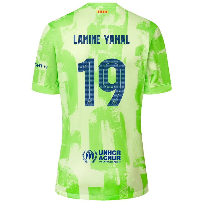 Hombre Fútbol Camiseta Lamine Yamal #19 Lima Equipación Tercera 2024/25 Argentina