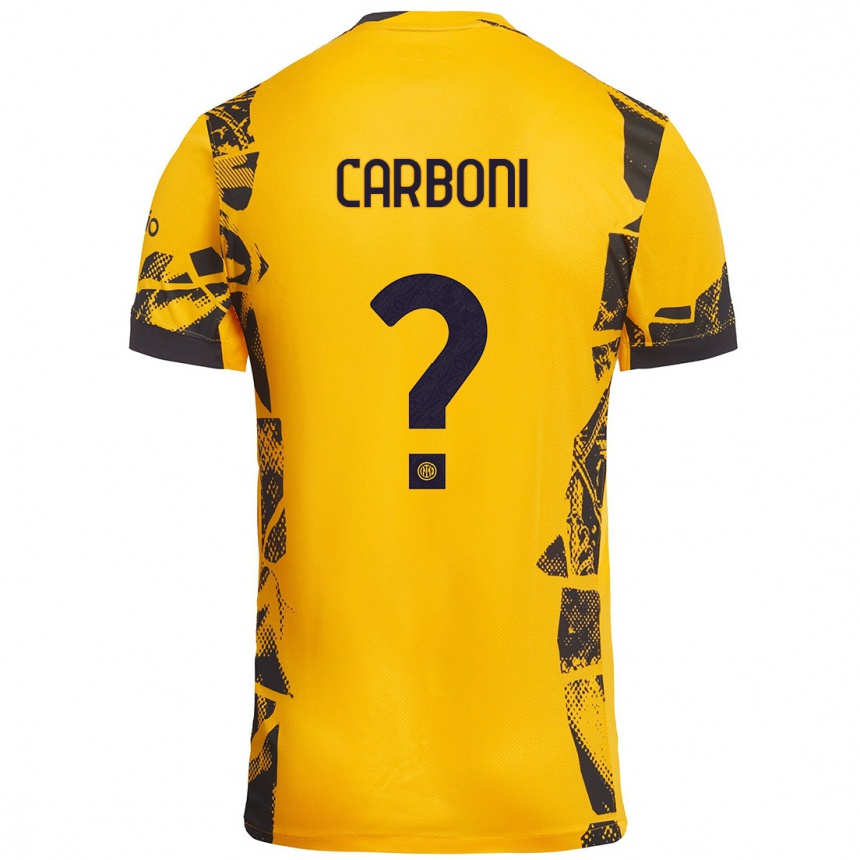 Hombre Fútbol Camiseta Franco Carboni #0 Dorado Negro Equipación Tercera 2024/25 Argentina