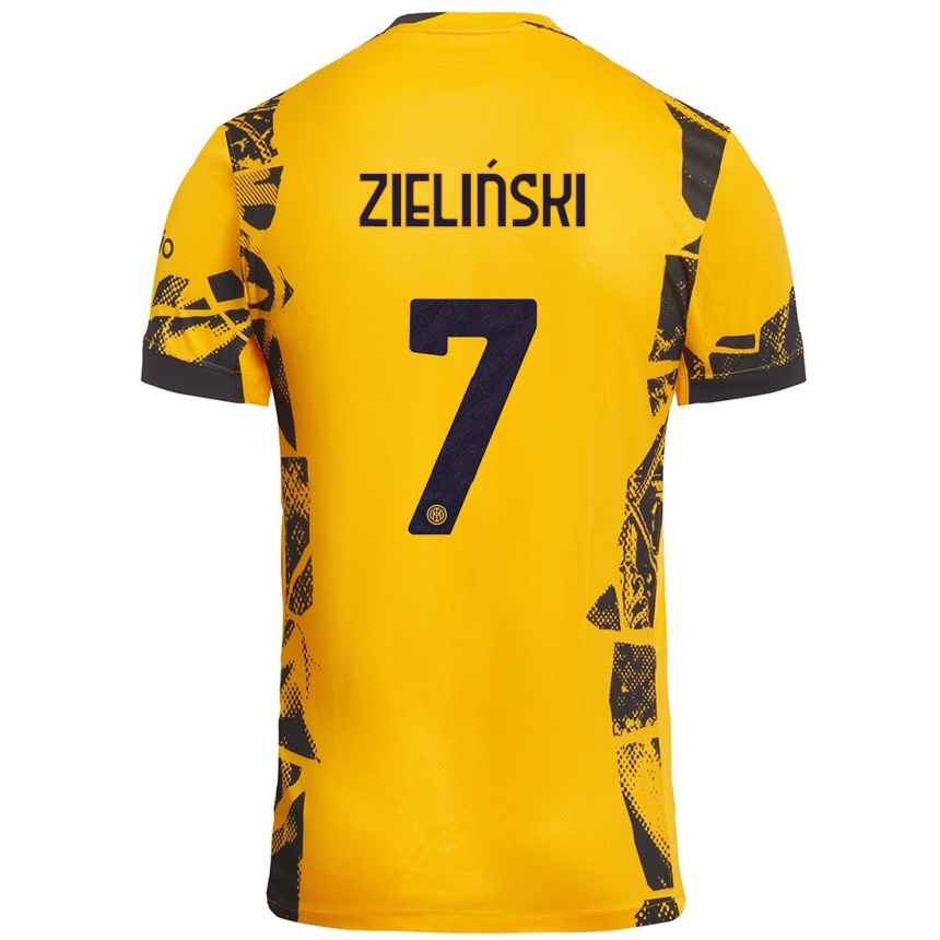 Hombre Fútbol Camiseta Piotr Zieliński #7 Dorado Negro Equipación Tercera 2024/25 Argentina