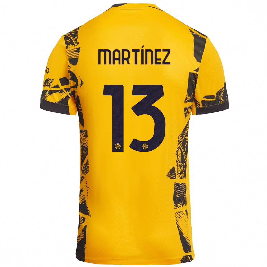 Hombre Fútbol Camiseta Josep Martínez #13 Dorado Negro Equipación Tercera 2024/25 Argentina