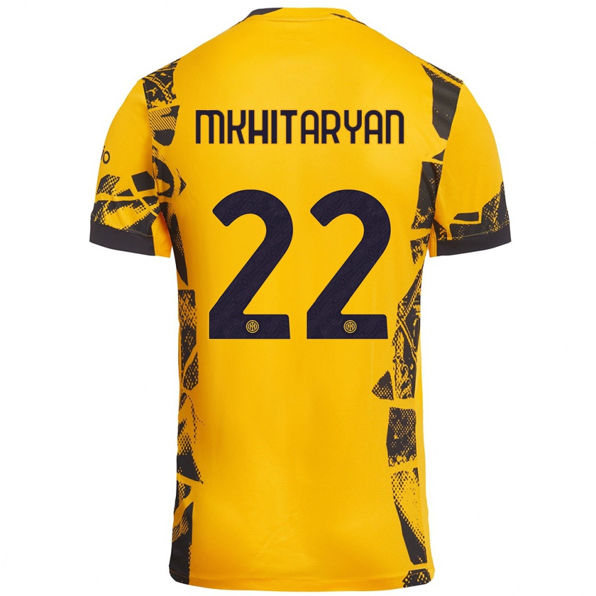 Hombre Fútbol Camiseta Henrikh Mkhitaryan #22 Dorado Negro Equipación Tercera 2024/25 Argentina