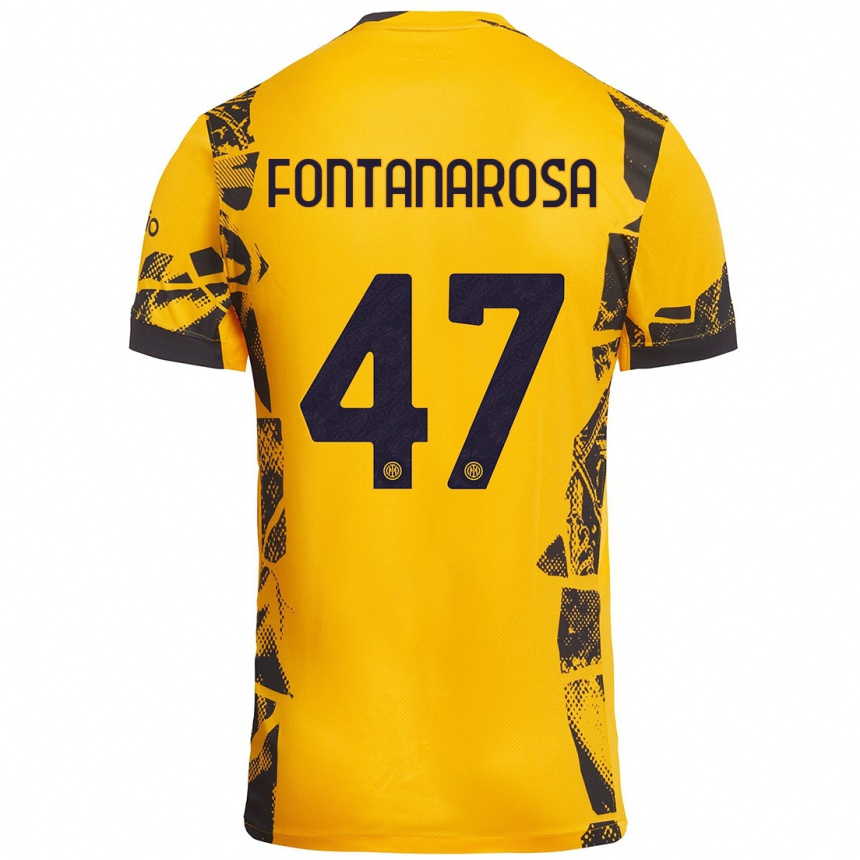 Hombre Fútbol Camiseta Alessandro Fontanarosa #47 Dorado Negro Equipación Tercera 2024/25 Argentina