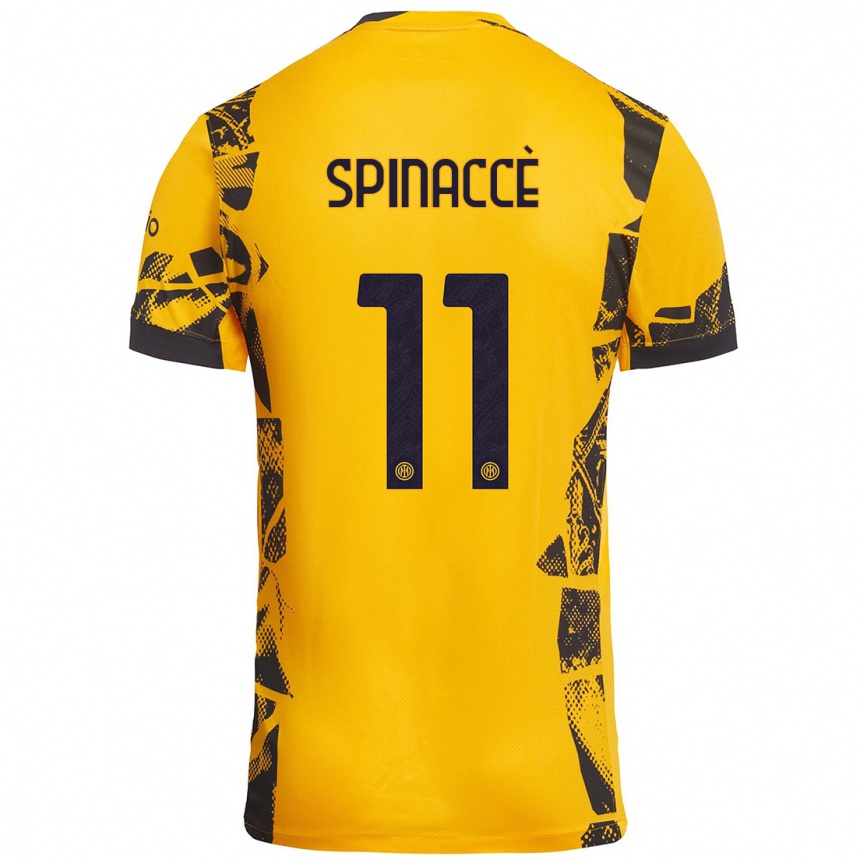 Hombre Fútbol Camiseta Matteo Spinaccè #11 Dorado Negro Equipación Tercera 2024/25 Argentina