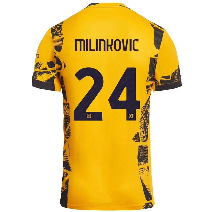 Hombre Fútbol Camiseta Marija Milinković #24 Dorado Negro Equipación Tercera 2024/25 Argentina