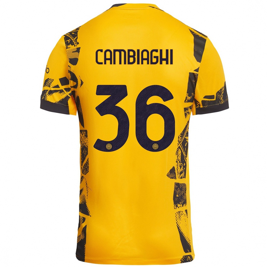 Hombre Fútbol Camiseta Michela Cambiaghi #36 Dorado Negro Equipación Tercera 2024/25 Argentina