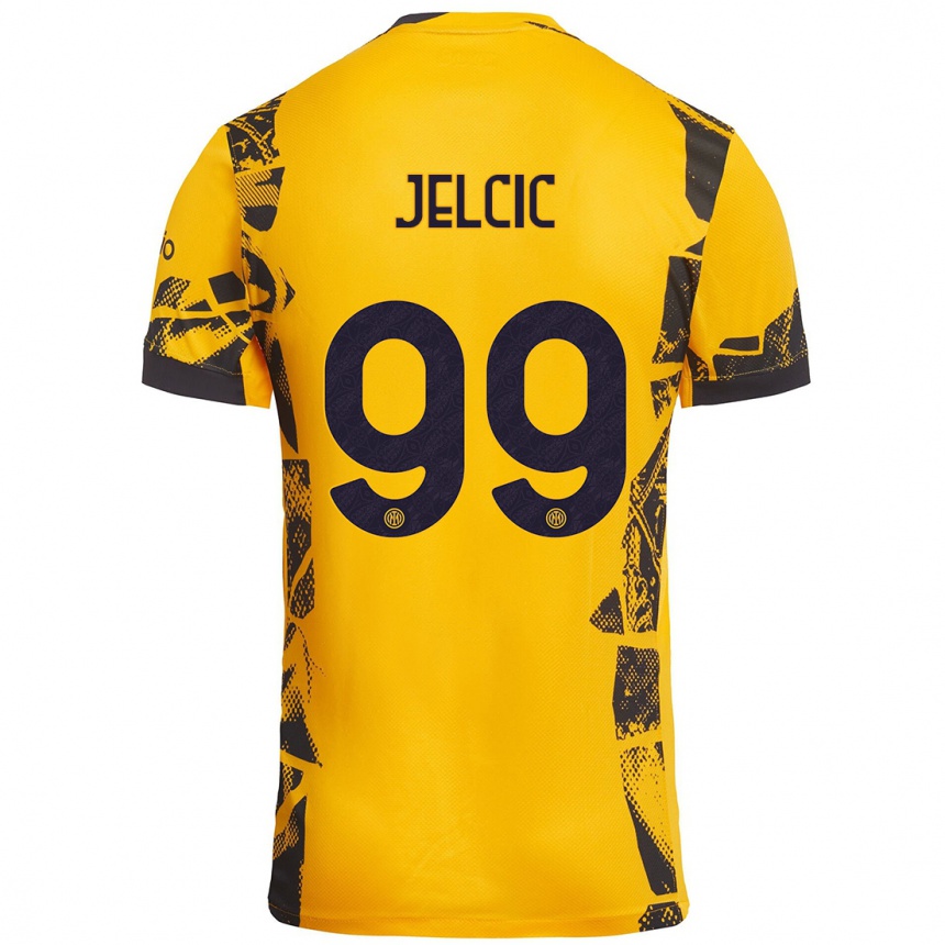 Hombre Fútbol Camiseta Maja Jelčić #99 Dorado Negro Equipación Tercera 2024/25 Argentina