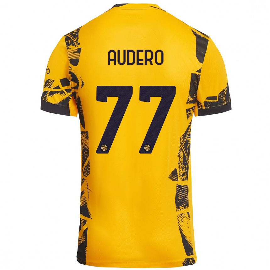 Hombre Fútbol Camiseta Emil Audero #77 Dorado Negro Equipación Tercera 2024/25 Argentina