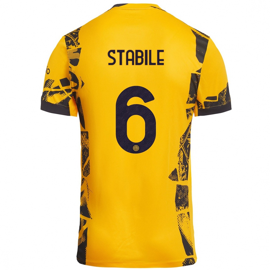 Hombre Fútbol Camiseta Giacomo Stabile #6 Dorado Negro Equipación Tercera 2024/25 Argentina