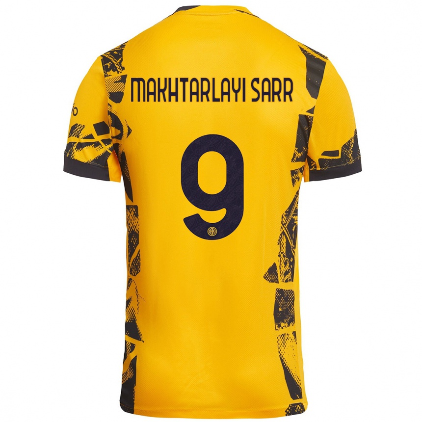 Hombre Fútbol Camiseta Amadou Makhtarlayi Sarr #9 Dorado Negro Equipación Tercera 2024/25 Argentina