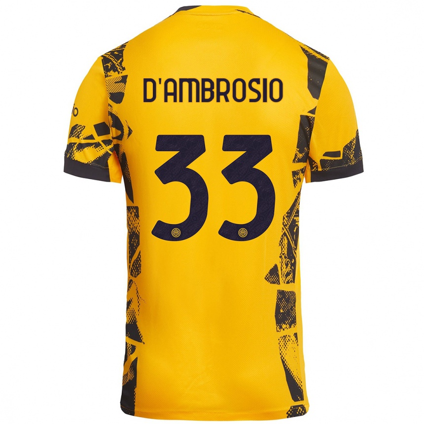 Hombre Fútbol Camiseta Danilo D'ambrosio #33 Dorado Negro Equipación Tercera 2024/25 Argentina