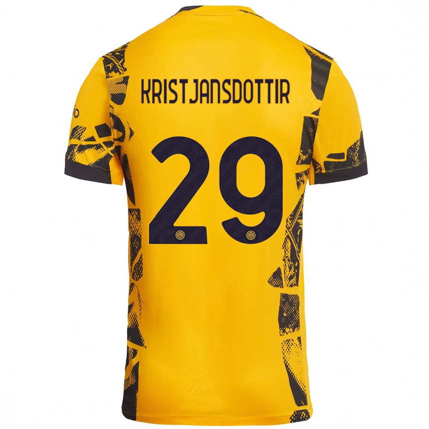 Hombre Fútbol Camiseta Anna Bjork Kristjansdottir #29 Dorado Negro Equipación Tercera 2024/25 Argentina