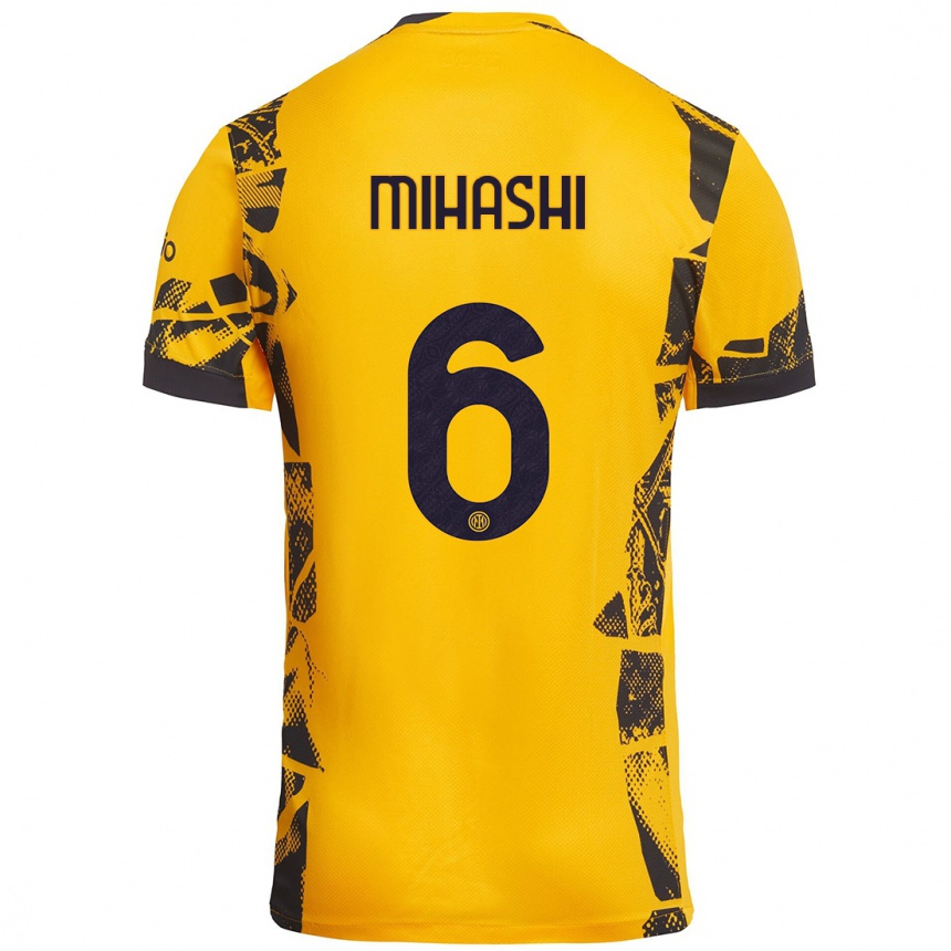 Hombre Fútbol Camiseta Mana Mihashi #6 Dorado Negro Equipación Tercera 2024/25 Argentina