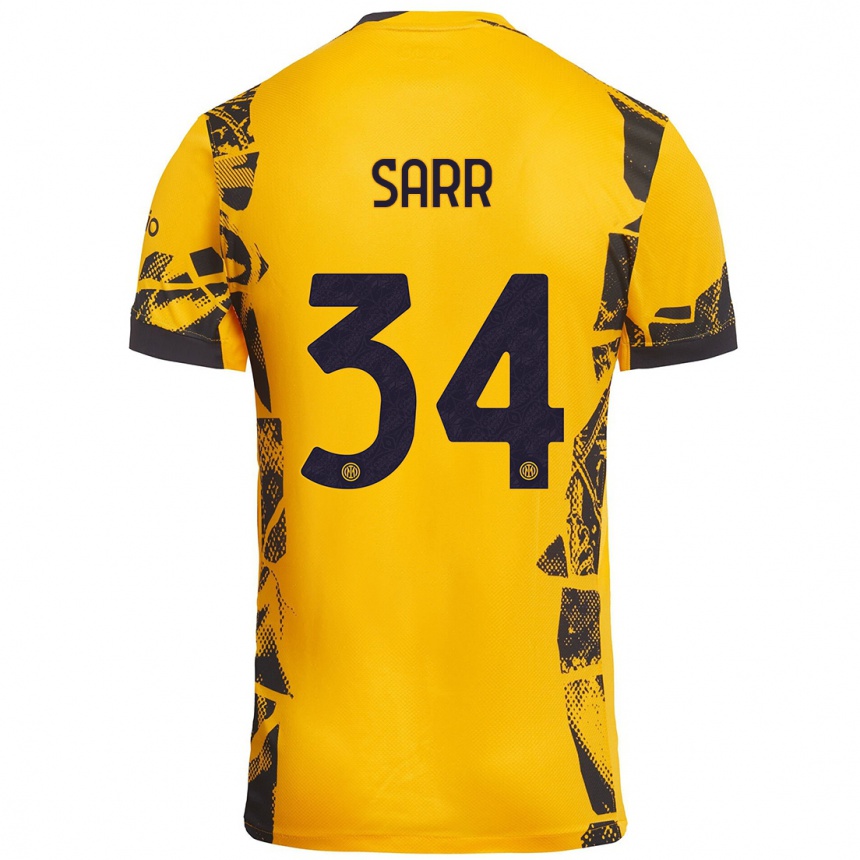 Hombre Fútbol Camiseta Amadou Sarr #34 Dorado Negro Equipación Tercera 2024/25 Argentina