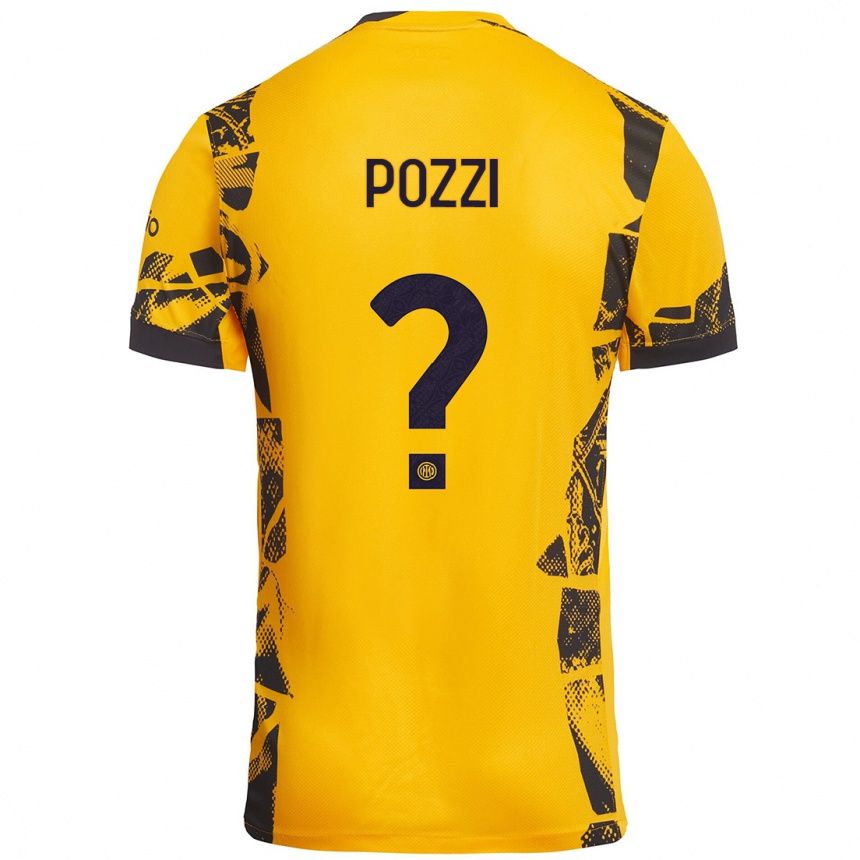 Hombre Fútbol Camiseta Andrea Pozzi #0 Dorado Negro Equipación Tercera 2024/25 Argentina