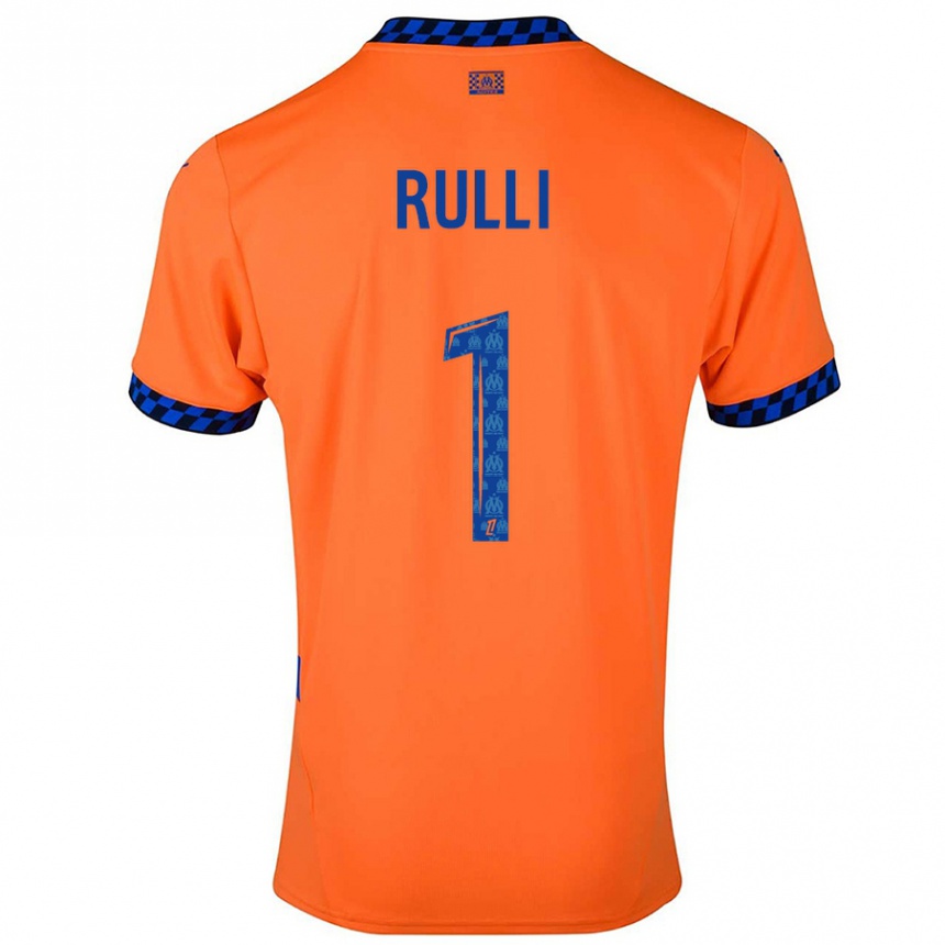 Hombre Fútbol Camiseta Gerónimo Rulli #1 Naranja Azul Oscuro Equipación Tercera 2024/25 Argentina