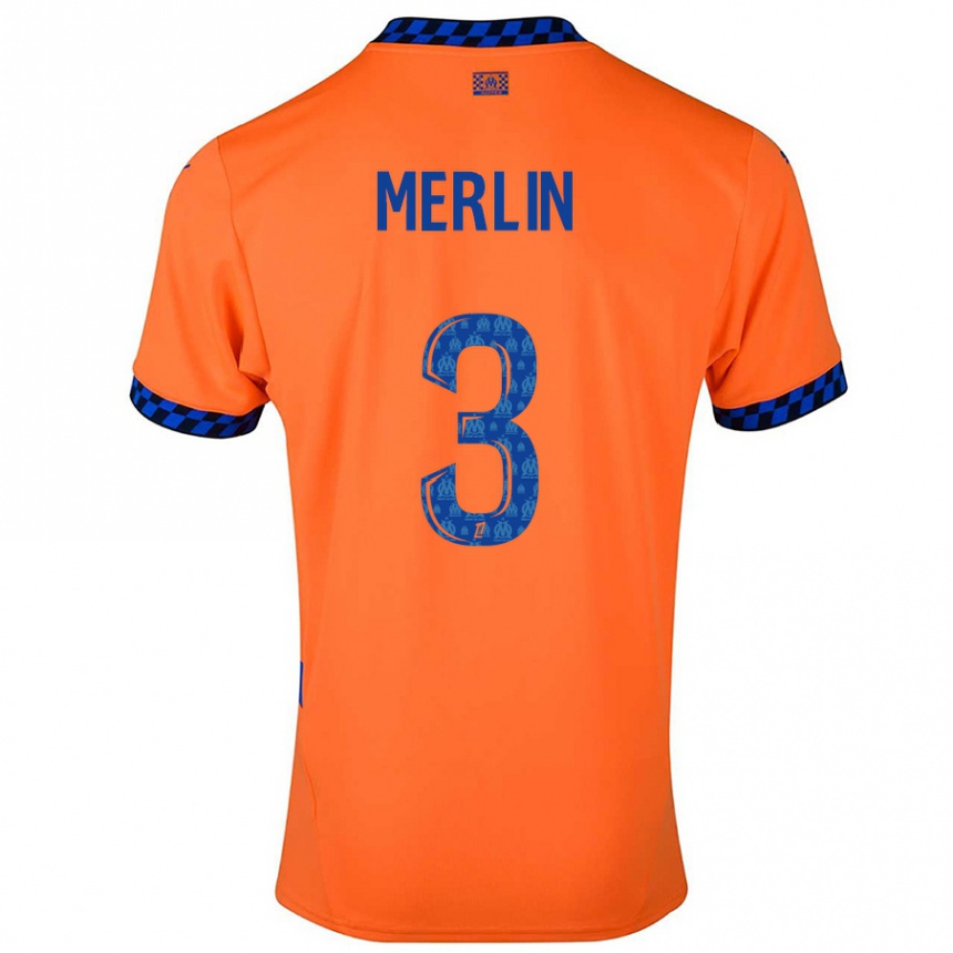 Hombre Fútbol Camiseta Quentin Merlin #3 Naranja Azul Oscuro Equipación Tercera 2024/25 Argentina