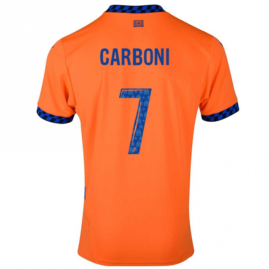 Hombre Fútbol Camiseta Valentín Carboni #7 Naranja Azul Oscuro Equipación Tercera 2024/25 Argentina