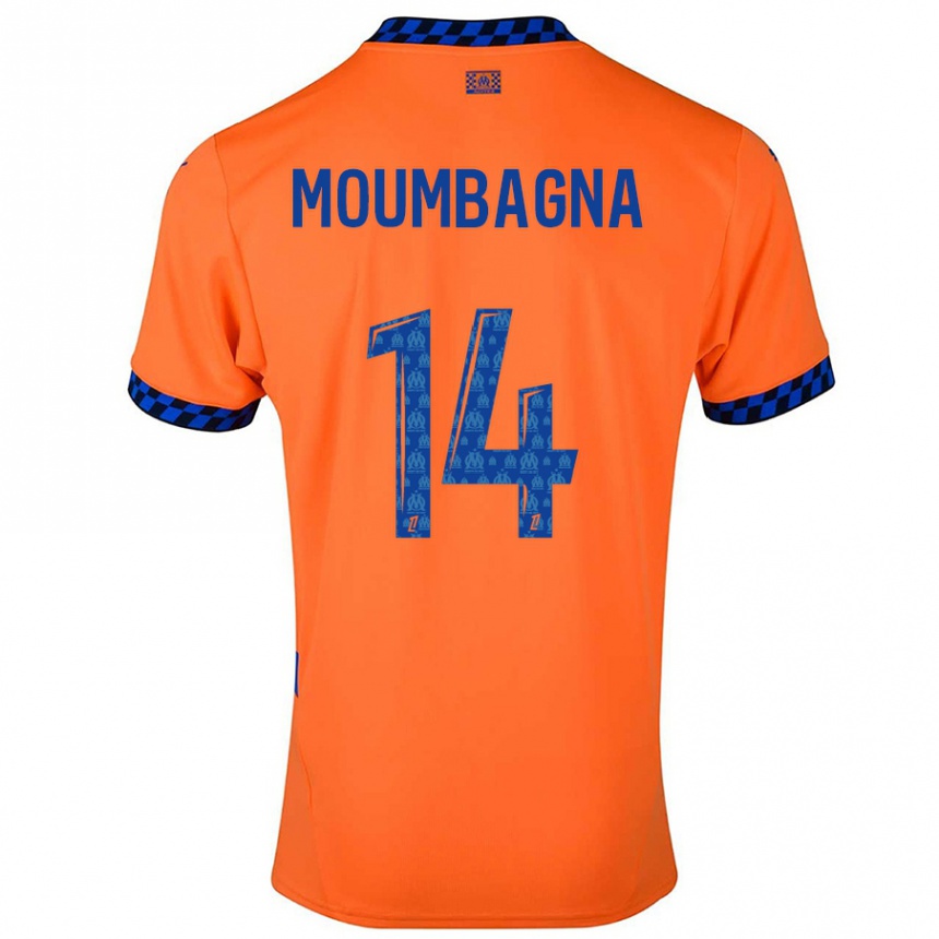 Hombre Fútbol Camiseta Faris Moumbagna #14 Naranja Azul Oscuro Equipación Tercera 2024/25 Argentina