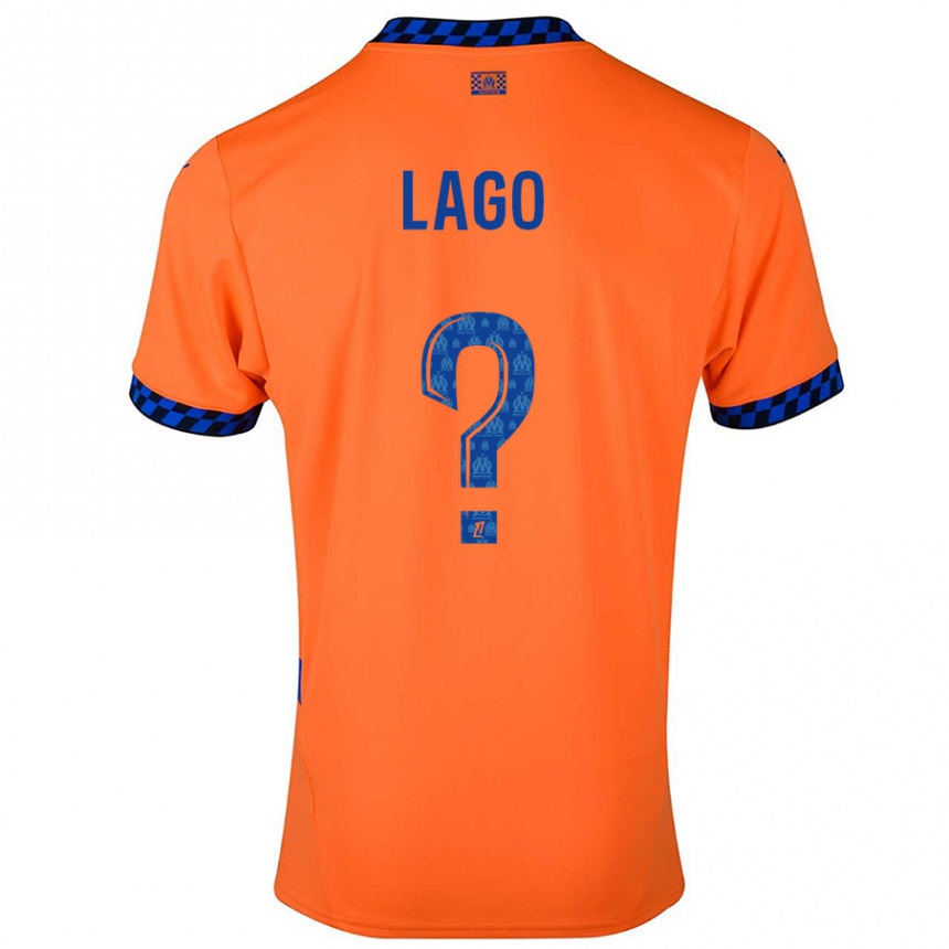 Hombre Fútbol Camiseta Ange Lago #0 Naranja Azul Oscuro Equipación Tercera 2024/25 Argentina