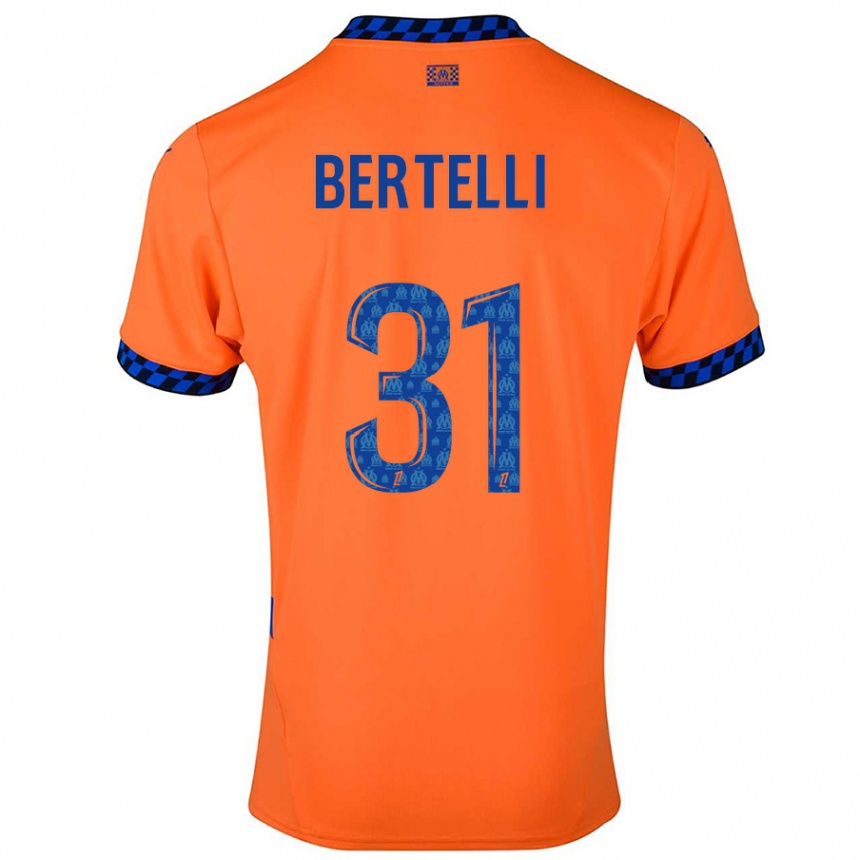 Hombre Fútbol Camiseta Ugo Bertelli #31 Naranja Azul Oscuro Equipación Tercera 2024/25 Argentina