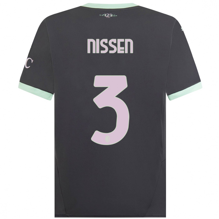 Hombre Fútbol Camiseta Fredrik Nissen #3 Gris Equipación Tercera 2024/25 Argentina