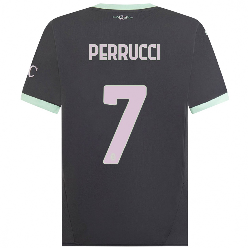 Hombre Fútbol Camiseta Vincenzo Perrucci #7 Gris Equipación Tercera 2024/25 Argentina