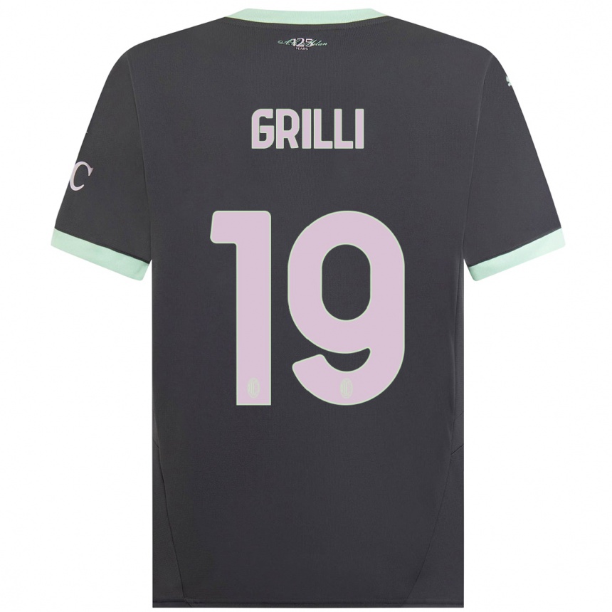 Hombre Fútbol Camiseta Lorenzo Grilli #19 Gris Equipación Tercera 2024/25 Argentina