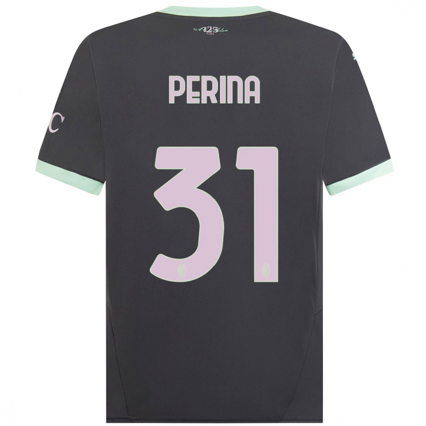 Hombre Fútbol Camiseta Gioele Perina #31 Gris Equipación Tercera 2024/25 Argentina