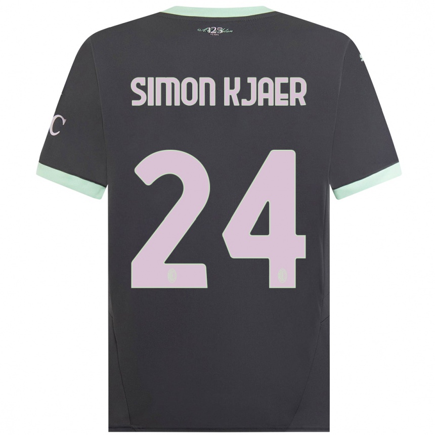 Hombre Fútbol Camiseta Simon Kjaer #24 Gris Equipación Tercera 2024/25 Argentina