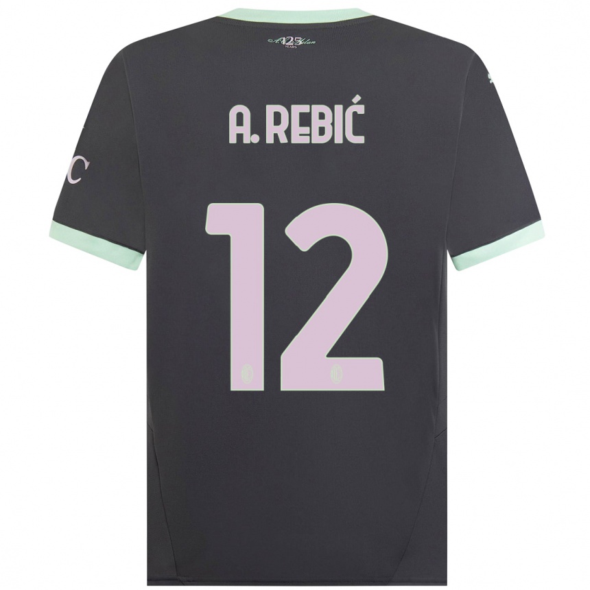 Hombre Fútbol Camiseta Ante Rebic #12 Gris Equipación Tercera 2024/25 Argentina