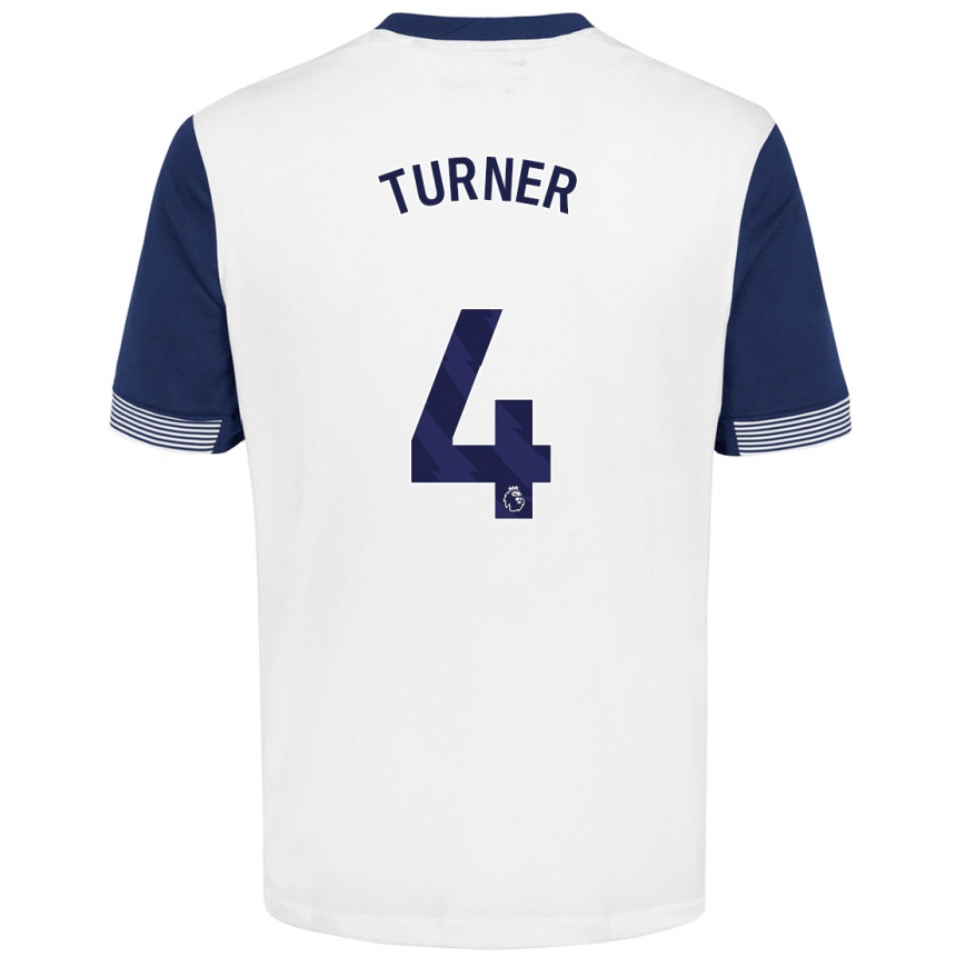 Mujer Fútbol Camiseta Amy Turner #4 Blanco Azul 1ª Equipación 2024/25 Argentina