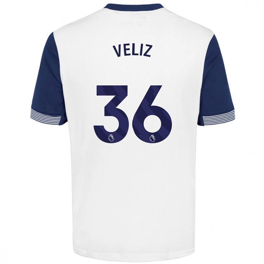 Mujer Fútbol Camiseta Alejo Véliz #36 Blanco Azul 1ª Equipación 2024/25 Argentina