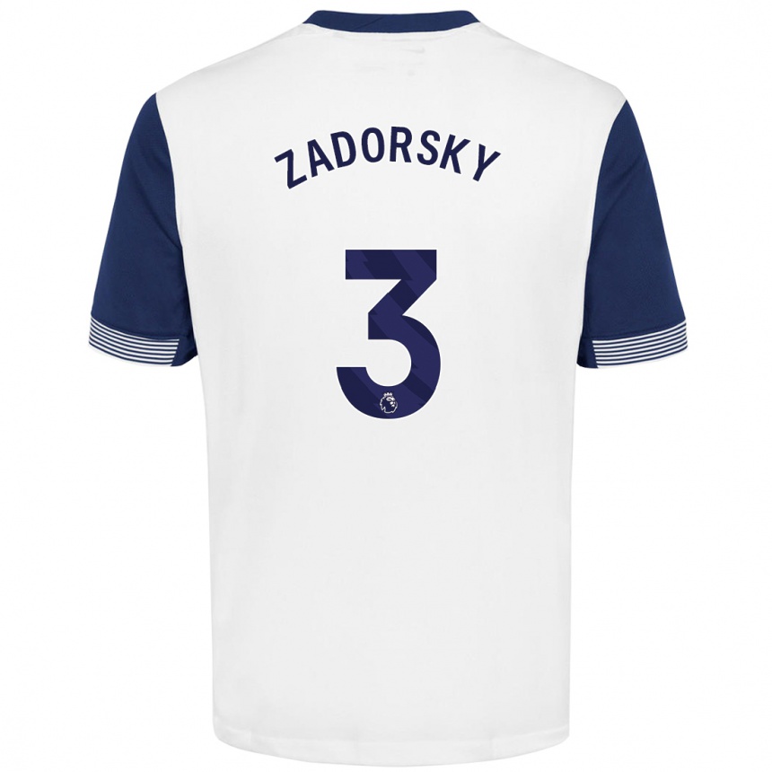 Mujer Fútbol Camiseta Shelina Zadorsky #3 Blanco Azul 1ª Equipación 2024/25 Argentina