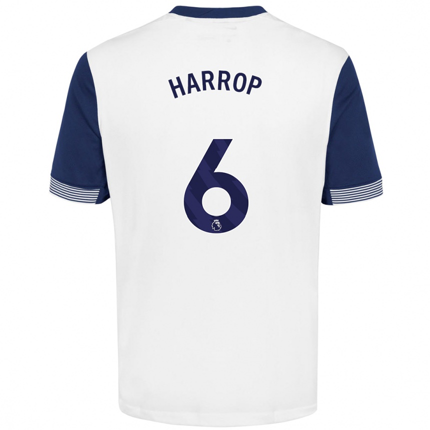 Mujer Fútbol Camiseta Kerys Harrop #6 Blanco Azul 1ª Equipación 2024/25 Argentina