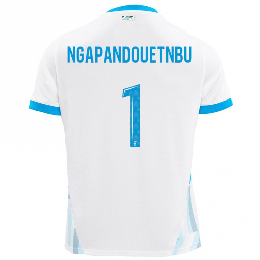 Mujer Fútbol Camiseta Simon Ngapandouetnbu #1 Blanco Azul Cielo 1ª Equipación 2024/25 Argentina