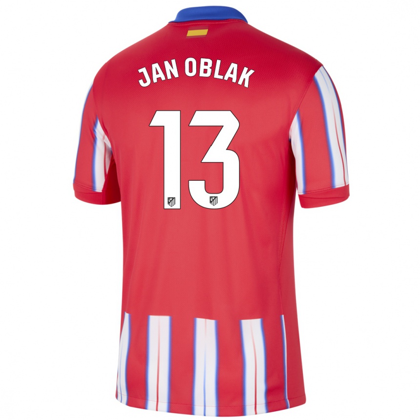 Mujer Fútbol Camiseta Jan Oblak #13 Rojo Blanco Azul 1ª Equipación 2024/25 Argentina