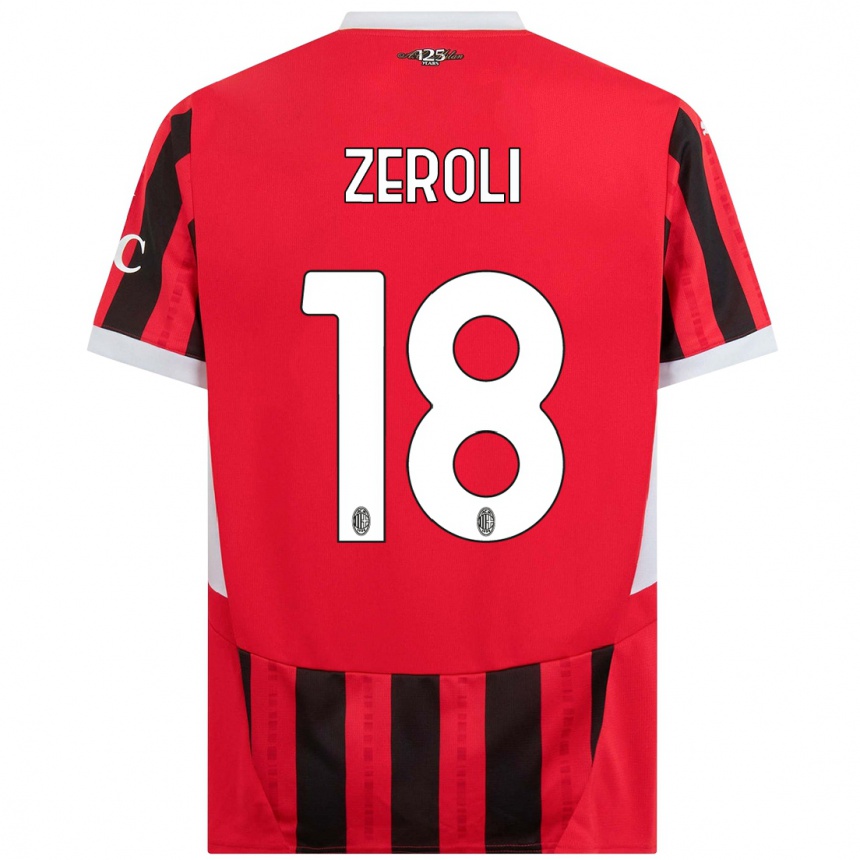 Mujer Fútbol Camiseta Kevin Zeroli #18 Rojo Negro 1ª Equipación 2024/25 Argentina