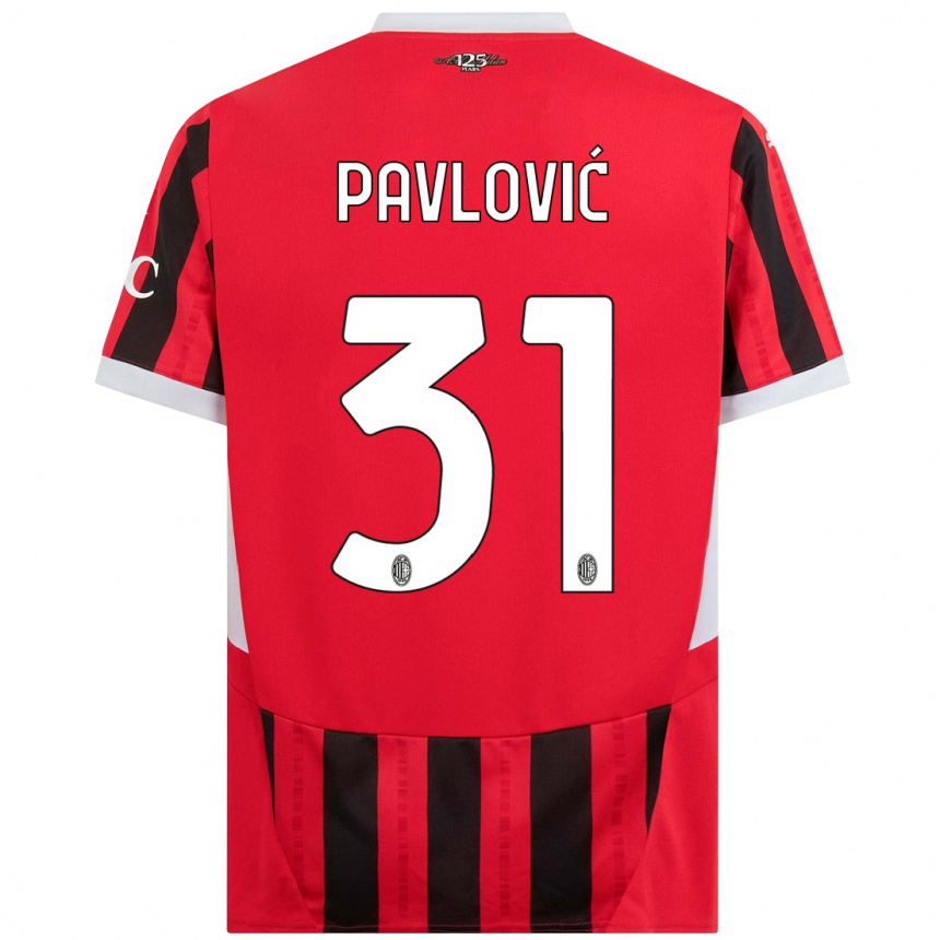 Mujer Fútbol Camiseta Strahinja Pavlović #31 Rojo Negro 1ª Equipación 2024/25 Argentina