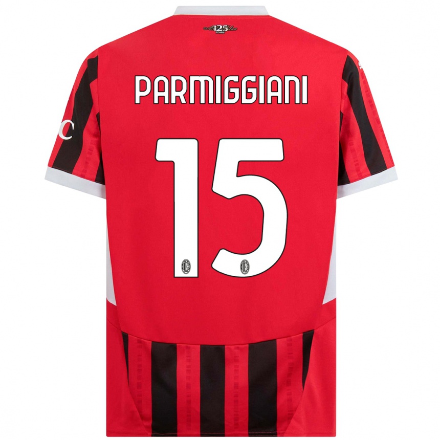 Mujer Fútbol Camiseta Pietro Parmiggiani #15 Rojo Negro 1ª Equipación 2024/25 Argentina