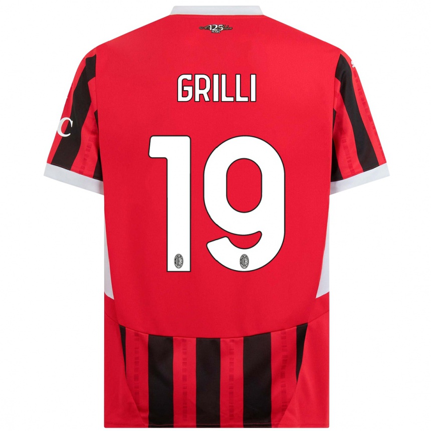 Mujer Fútbol Camiseta Lorenzo Grilli #19 Rojo Negro 1ª Equipación 2024/25 Argentina