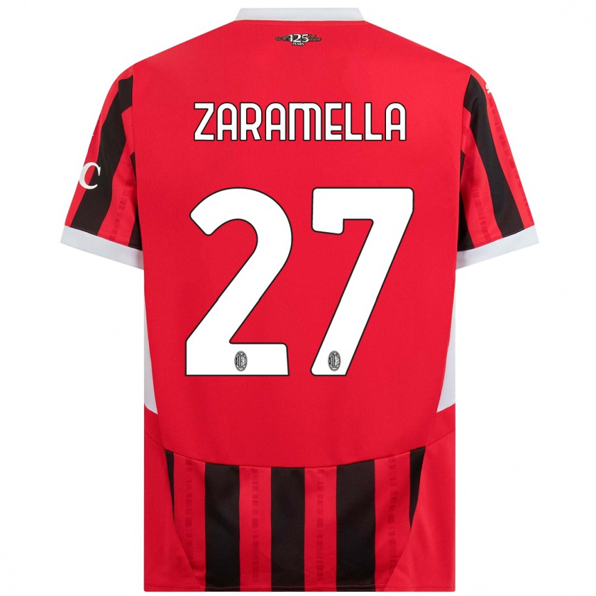 Mujer Fútbol Camiseta Mattia Zaramella #27 Rojo Negro 1ª Equipación 2024/25 Argentina