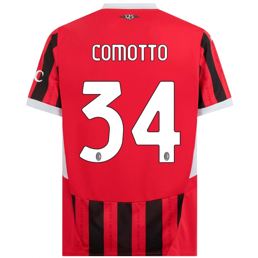 Mujer Fútbol Camiseta Christian Comotto #34 Rojo Negro 1ª Equipación 2024/25 Argentina