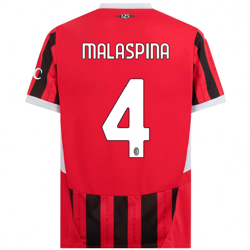 Mujer Fútbol Camiseta Mattia Malaspina #4 Rojo Negro 1ª Equipación 2024/25 Argentina