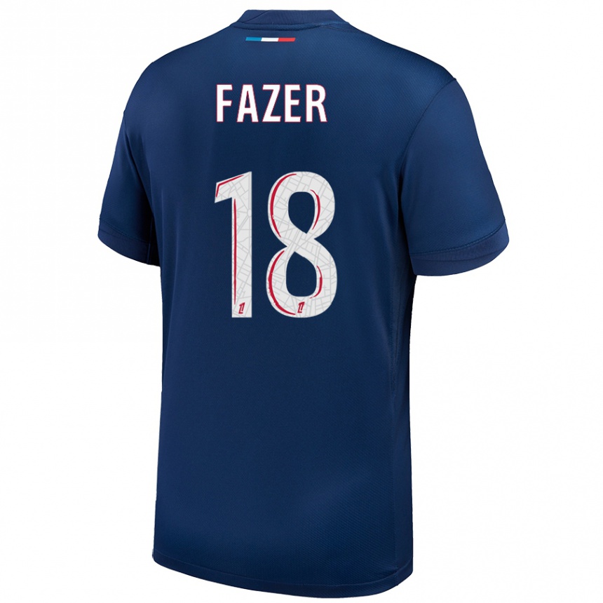 Mujer Fútbol Camiseta Laurina Fazer #18 Azul Marino Blanco 1ª Equipación 2024/25 Argentina