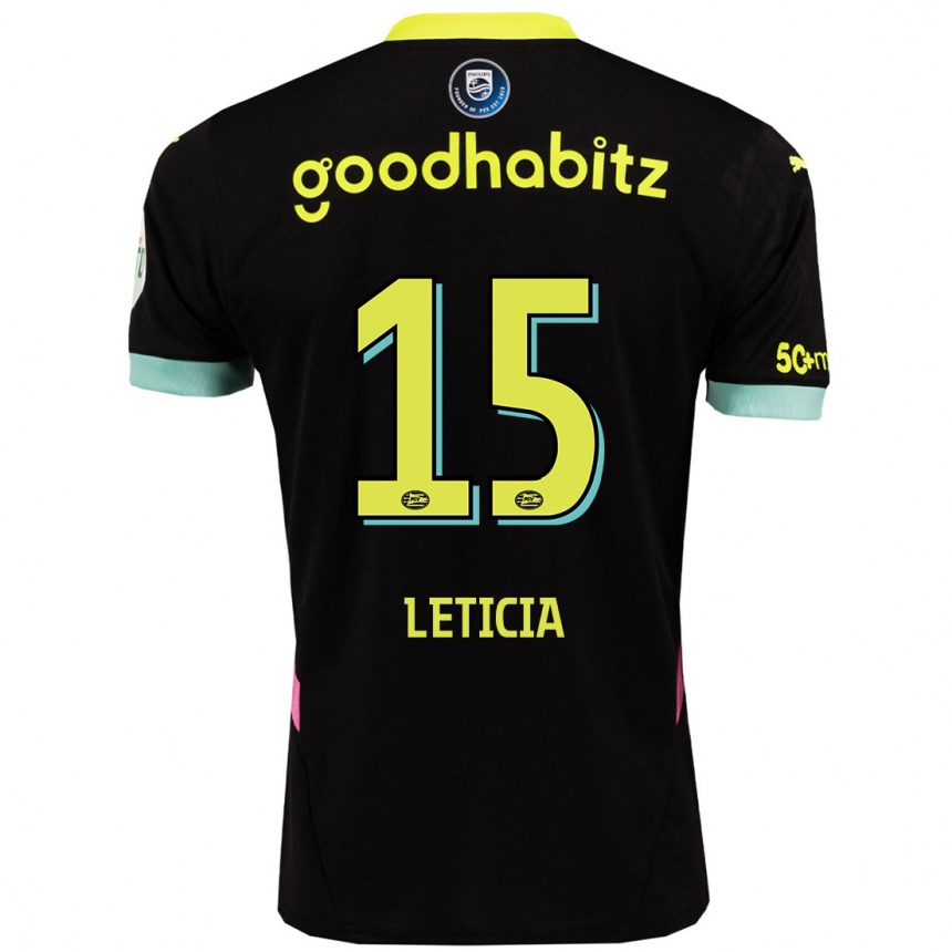 Mujer Fútbol Camiseta Brazil Bra Leticia #15 Negro Amarillo 2ª Equipación 2024/25 Argentina