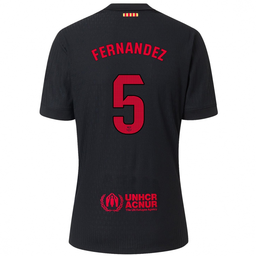 Mujer Fútbol Camiseta Jana Fernández #5 Negro Rojo 2ª Equipación 2024/25 Argentina