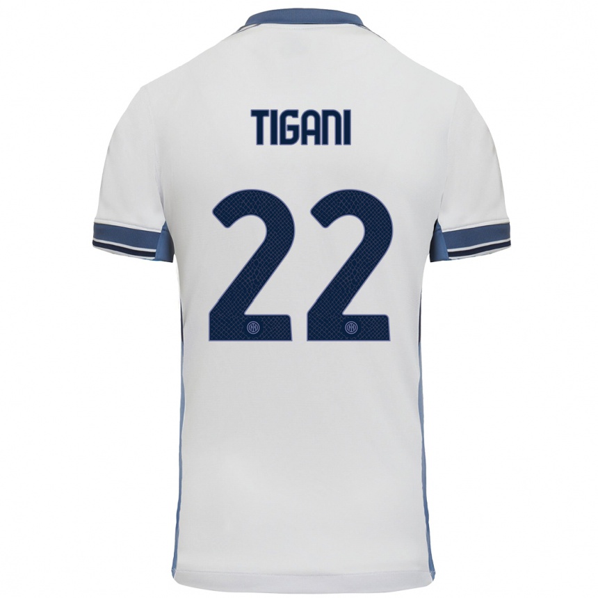 Mujer Fútbol Camiseta Edoardo Tigani #22 Blanco Gris 2ª Equipación 2024/25 Argentina